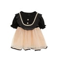 thumbnail image 1 of PEASKJP Robes pour Bébés Filles Taille Plissée Ample Décontractée Robe Midi en Lin,Noir 100, 1 of 4