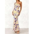 thumbnail image 4 of PRETTYGARDEN Womens Summer One Shoulder Maxi Dress Floral Sleeveless Bodycon Mesh Long Formal Wedding Guest Dresses, 4 of 8