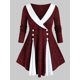 thumbnail image 1 of Cuello de chal de talla grande de dos tonos camiseta de marlado Rosegal  Mangas largas de talla grande, 1 of 5
