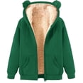 thumbnail image 4 of Bibifish Womens Jackets Cozy Solid Color Zip Up Coats With Cute Cat Ear Hooded Winter Warm Fleece Lined Streetwear Jackets With Pockets, 4 of 7