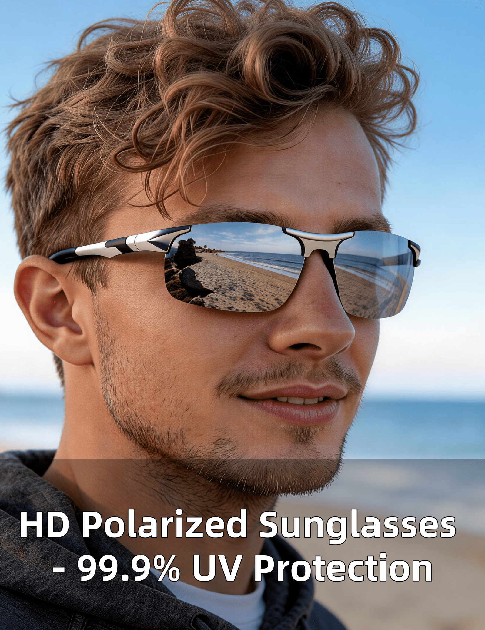 PUKCLAR Mens Driving Sunglasses Polarized Sports Sunglasses Al-Mg Metal Frame Cycling Fishing Golf Goggles