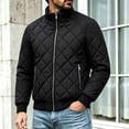 thumbnail image 4 of Purcolt Mens Bomber Jackets Trendy Casual Quilted Stand Neck Full Zip Up Winter Thermal Coats Comfort Loose Fit Windproof Outerwear with Zipper Pockets, 4 of 9