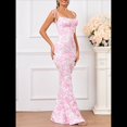 thumbnail image 4 of Vestido Maxi Bohemio de Verano para Mujer, con Estampado Floral, Tirantes Finos, Sin Mangas y Ajustado Rosa XS, 4 of 8