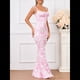 thumbnail image 4 of Vestido Maxi Bohemio de Verano para Mujer, con Estampado Floral, Tirantes Finos, Sin Mangas y Ajustado Rosa L, 4 of 8