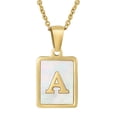thumbnail image 1 of Collar de acero inoxidable con letras de concha de viento para mujer, colgante de primera letra inglesa de acero de titanio cuadrado, 1 of 6
