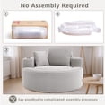 thumbnail image 5 of Leumius Oversized Round Chaise Lounge Sofa,Upholstered Lounge Chair with 2 Pillows and Cupholders,Boneless Sofa Couch with Memory Foam,Deep Seat Sleeper Chair for Living Room,No Assembly,Gray, 5 of 9