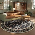 thumbnail image 3 of Moynesa 6' Insect Round Area Rug, Washable Round Rugs Ultra-Thin Non-Slip, Vintage Botanical Accent Large Circle Carpet for Living Room Bedroom Dining Room Playroom, Black, 3 of 11