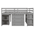 thumbnail image 4 of Tcbosik Full Size Loft Bed with Desk, Shelves and 3 Drawers, Wood Bed Frame with Ladder and Guardrail, Space Saving, Gray, 4 of 9