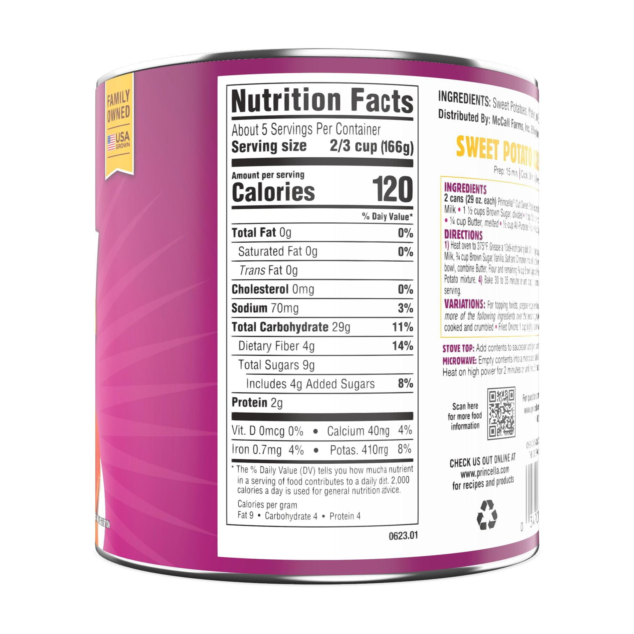 (12 pack) Princella Canned Cut Sweet Potatoes, 29 oz Can