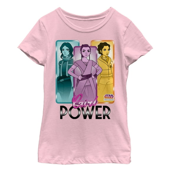 Girl's Star Wars Forces of Destiny Girl Power Graphic Tee Light Pink Small