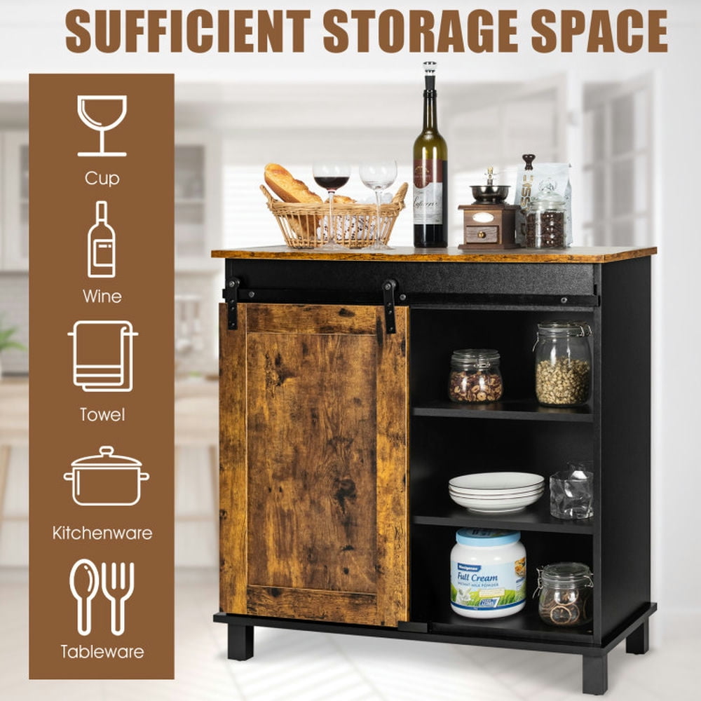 Finihen Kitchen Storage Cabinet, Buffet Sideboard, Industrial Storage Cabinet with Sliding Barn Door, for Dining Room, Kitchen, Living Room, Rustic Brown Finihen Kitchen Storage Cabinet, Buffet Sideboard, Industrial Storage Cabinet with Sliding Barn Door, for Dining Room, Kitchen, Living Room, Rustic Brown