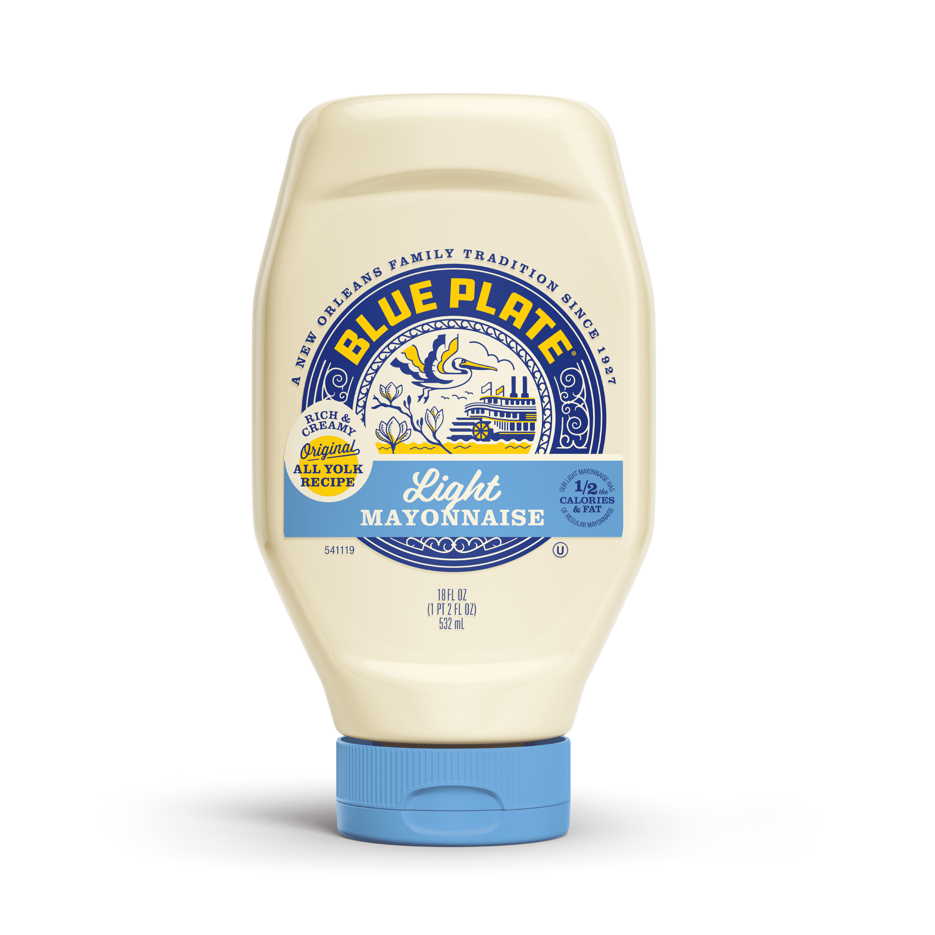 (3 pack) Blue Plate Light Mayonnaise, 18 fl oz Squeeze Bottle