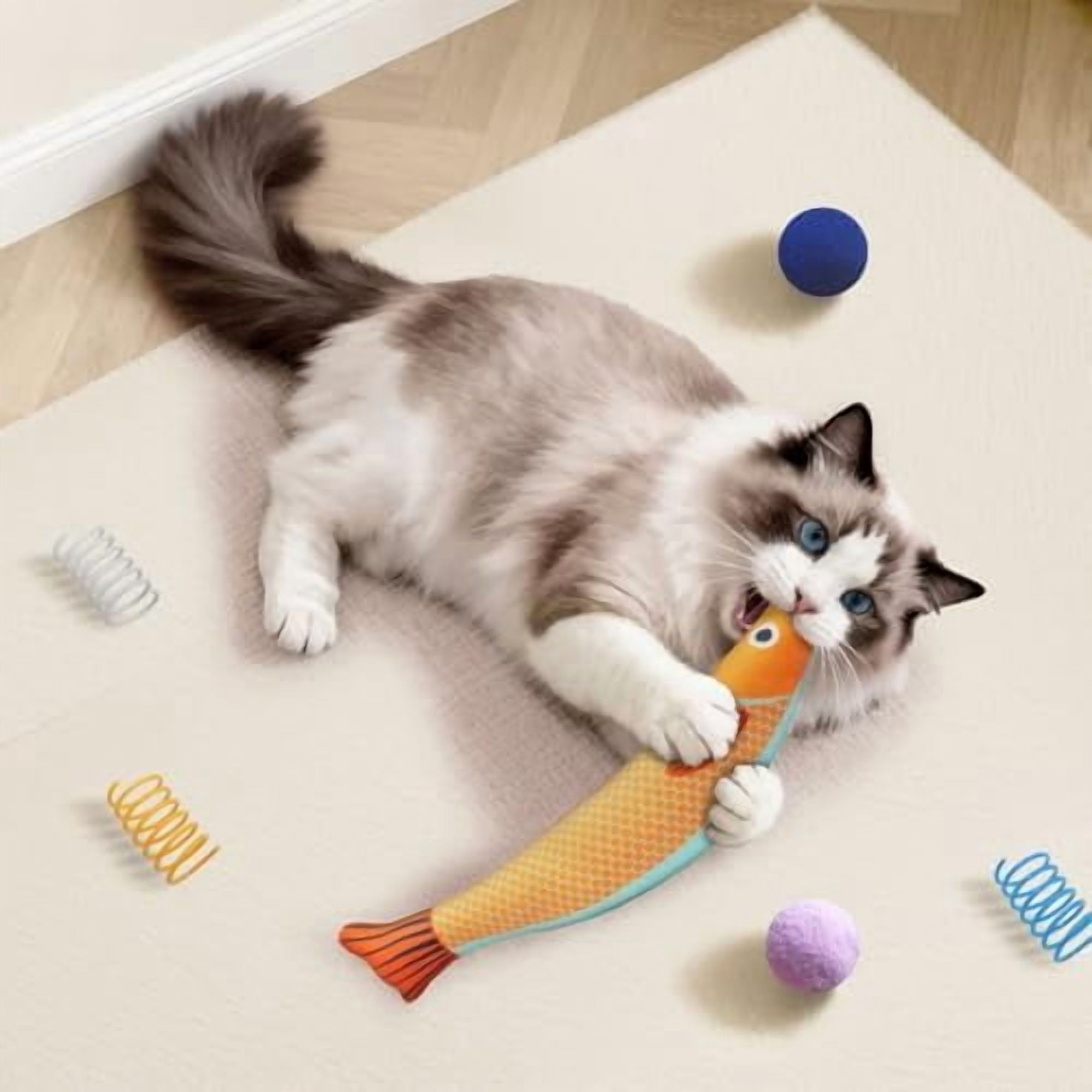 36 Pcs Interactive Cat Toys Set for Indoor Cats Kitten Toys Variety Pack Includes Plush Fish, Chew Ropes,12Colors Cat Springs, Feather Mice and Balls Best Gift to Relieve Boredom for Adult Cats