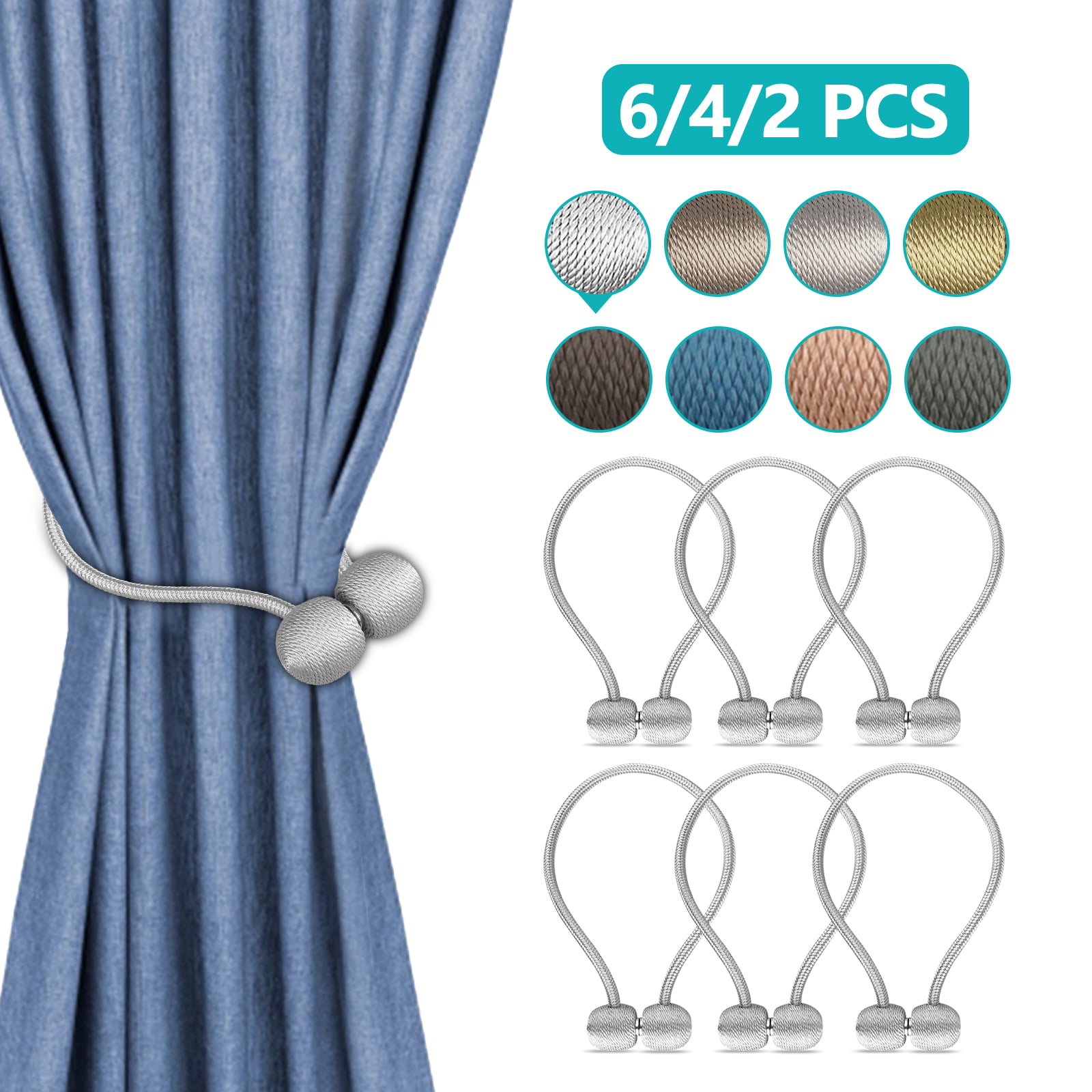 Pair Braided Satin Rope Curtain Tie Backs Holdbacks Holder Curtain Voile Cream