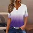 thumbnail image 2 of Tnhcen Women's Summer Gradient Henley Short Sleeve Shirt - Plus Size Breathable Soft S-3XL Casual Essential Blouse, 2 of 5