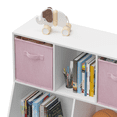 thumbnail image 6 of 2-Tier Kids Bookcase and Bookshelf, Multifunctional Bookcase with 5 Storage Cubbies and 2 Collapsible Fabric Drawers, Children's Toy Storage Cabinet for Playroom, Bedroom, Nursery, School, White/Pink, 6 of 9