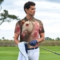 thumbnail image 3 of Fotbe Haired White Horse Pattern Men’s Golf Polo Shirt – Breathable Performance Golf Shirt with Button-Down Collar-3X-Large, 3 of 6