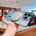 thumbnail image 2 of Jiahe Cover for iPhone 12 Pro Max, Compatible with MagSafe Case，Slim Plating Bling Glitter Shockproof Gradient Lover Heart Pattern Transparent Case Full Camera Lens Protection Cover, blue, 2 of 6