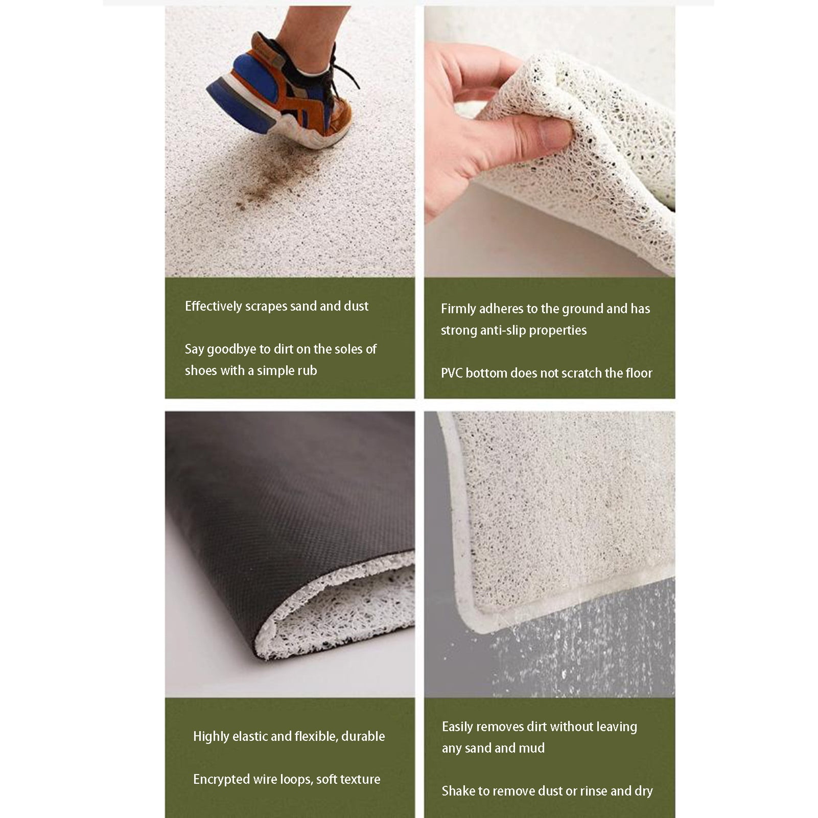 Non Slip Shower Mat,Loofah Shower Mat Bath Mat with Drain Holes,PVC Hollow Bathroom Floor Mat,Quick Drying for Inside Shower