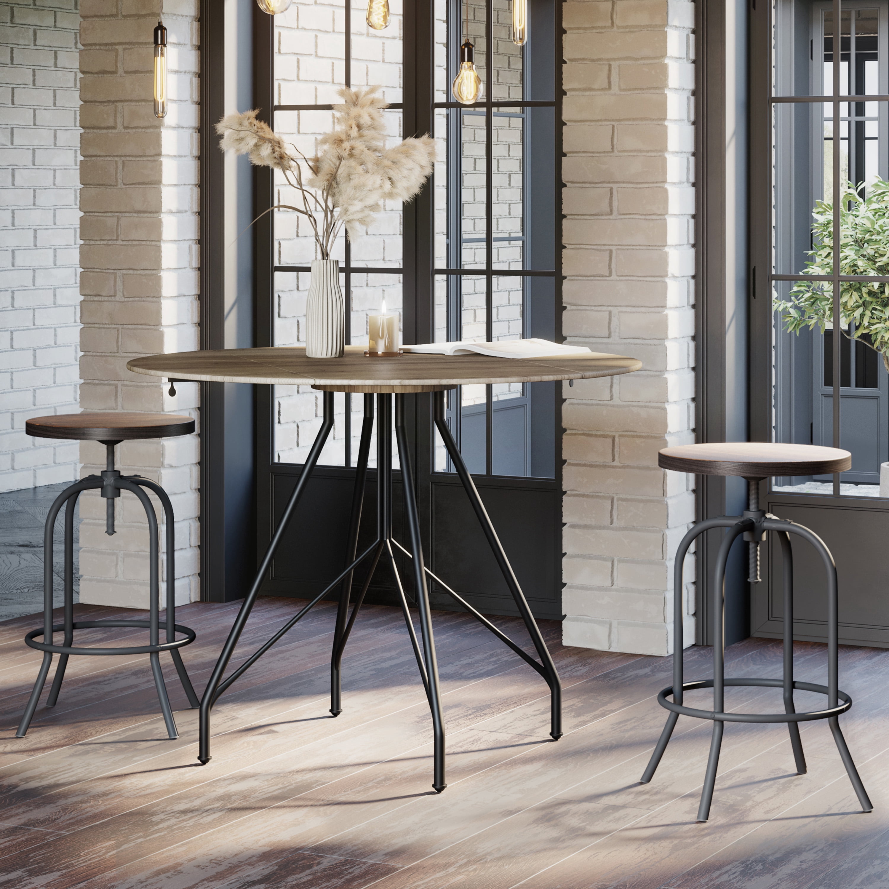 Lavish Home Set of 2 Swivel and Adjustable Bar Stools for Bar or Counter