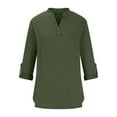 thumbnail image 3 of Viadha Women Tops Women's Fashion Spring and Summer Loose Blouse Casual Button 3/4 Long Sleeve Shirt Blouses for Women, 3 of 5