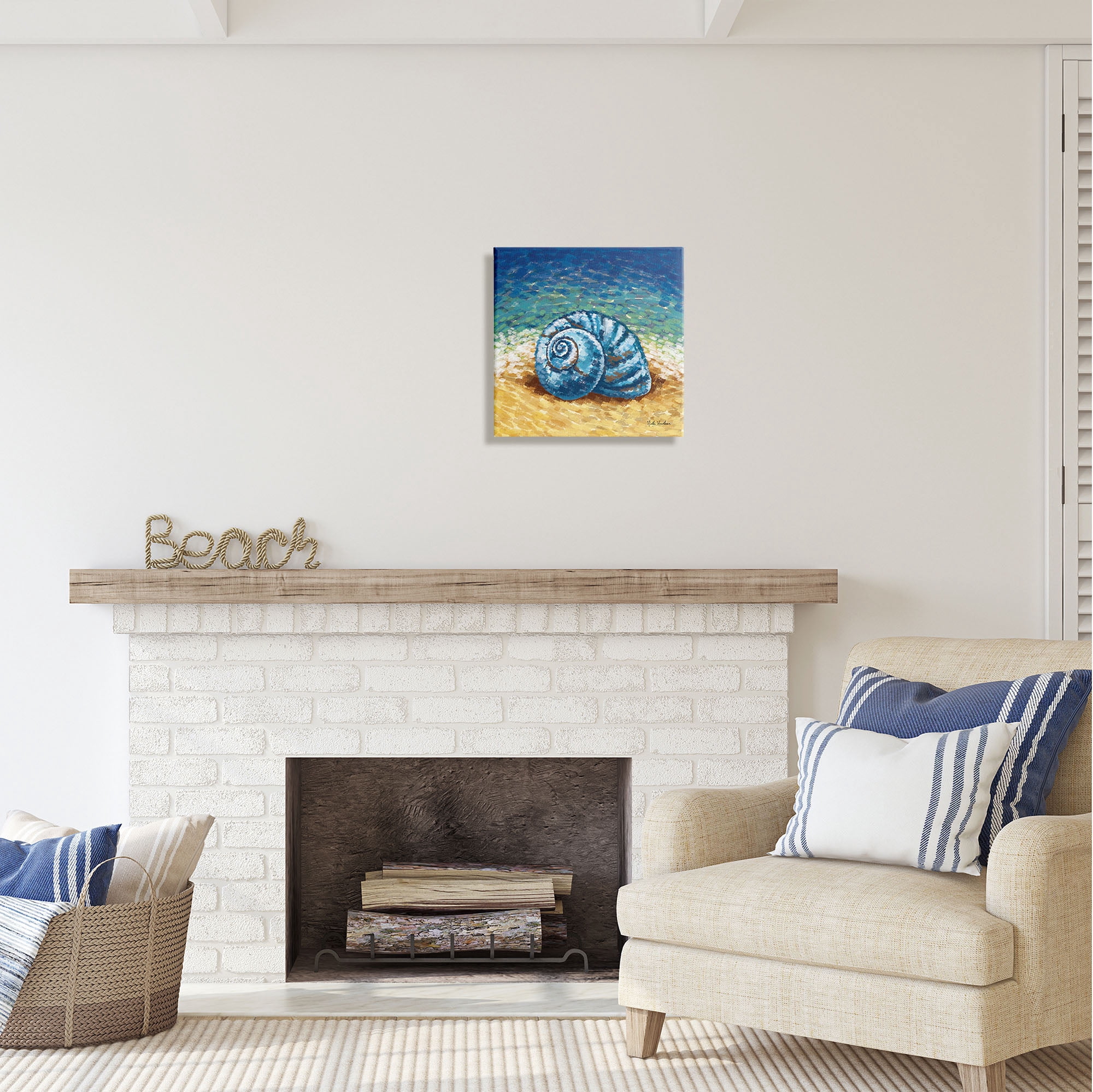 Stupell Industries Abstract Nautilus on Shore Animals & Insects Painting Gallery Wrapped Canvas Print Wall Art, 17 x 17