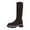Brown, variant on Knee High Boots Women Slim Seude Round Toe Platform Tall Boots Low Heel Riding Boots Side Zipper Stretch Wide Calf Boots