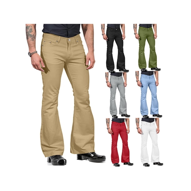 Pantalon évasé pour homme des années 70 avec poches, couleur unie, coupe ajustée, tenue des années 80, costume de carnaval, costume vintage, hippie des années 80, pantalon de costume évasé, pantalon Pantalon évasé pour homme des années 70 avec poches, couleur unie, coupe ajustée, tenue des années 80, costume de carnaval, costume vintage, hippie des années 80, pantalon de costume évasé, pantalon