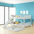 thumbnail image 6 of Full Size Solid Pine Wood High-Rise Bed Frame with Slide and Ladder, No Box Spring Needed, White, for Bedroom, 6 of 24