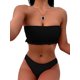 thumbnail image 1 of Traje de baño de bikini bandeau para mujer con hombros descubiertos y cintura alta XBTCLXEBCO Negro, M, 1 of 6