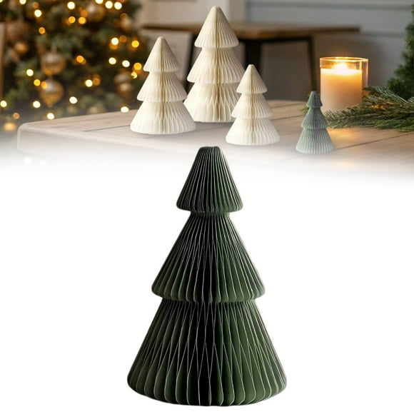 Décorations de Noël Ornement de Bureau Extérieur Blanc et Vert Décor de Noël Arbre en Papier & Étoiles Ornements pour Scène Festive de Table Accessoires de Photographie origami de Bureau