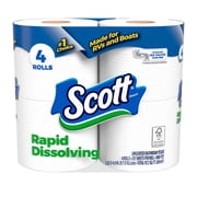 Scott Rapid-Dissolving Toilet Paper for RVs & Boats, 4 Double Rolls