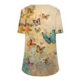 thumbnail image 4 of Tnhcen Chemises Décontractées à Manches Courtes et Col Rond pour Femmes - Blouse Plissée à Imprimé Floral avec Extensibilité Douce Coupe Régulière pour Usage Quotidien et Voyage P-2TG, 4 of 6