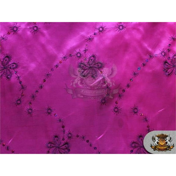Taffeta Floral Sequin Alliums Fabric FUCHSIA / 52" Wide / Sold by the yard