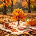 thumbnail image 4 of Tarmeek 2Pcs Artificial Maple Leaf Branch Fall Foliage Stems Thanksgiving Table Decor Halloween Decoration Autumn Centerpiece Picks Fake Leaf Branches Harvest Home Decor Yellow Plastic 33cm, 4 of 6