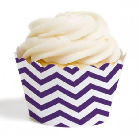 Dress My Cupcake Standard Cupcake Wrappers, Chevron, Royal Purple, Set of 12