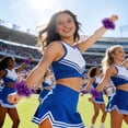 thumbnail image 2 of Unique Bargains 2 Pcs Cheerleader Poms Poms Wrist Flower Vibrant Cheerleading Practice Poms Purple, 2 of 5