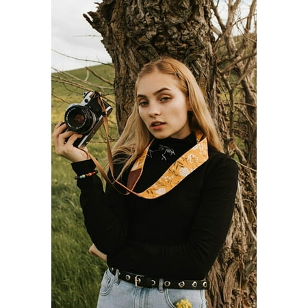 Image of Spring Blossom Yellow Flowers Camera Shoulder Strap Belt For All DSLR Camera. Christmas Gift for Men Women Photographers