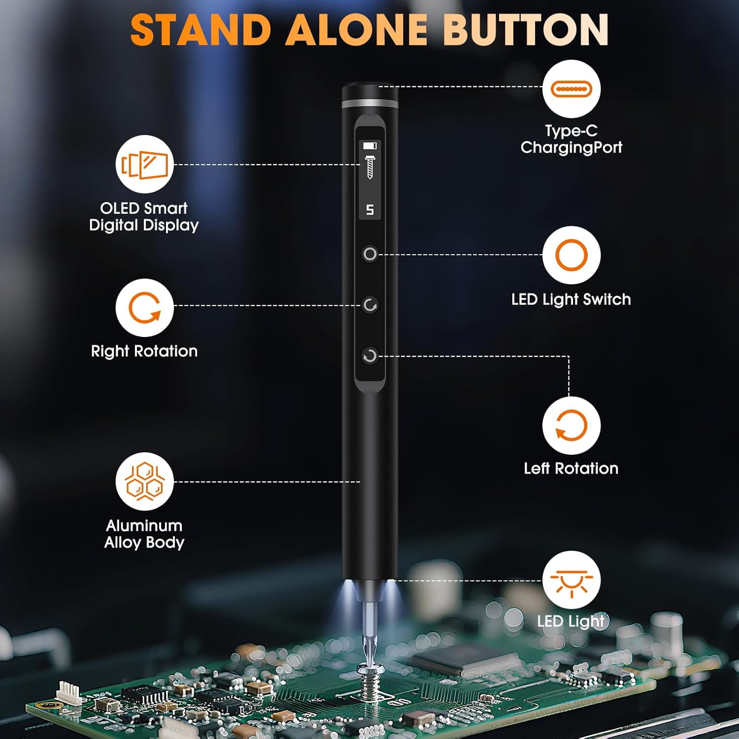 50 in 1 Precision Screwdriver Set for Electronics,3.7V Mini Repair Tool Kit with 5 Torque/500mAh Battery/OLED Display/4 LED Lights for Computer/Phone/Camer/Eyeglass/Watch