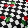 thumbnail image 2 of Betsey Johnson Cherry Checker Plush-Fleece Red Throw Blanket-50X70, 2 of 7