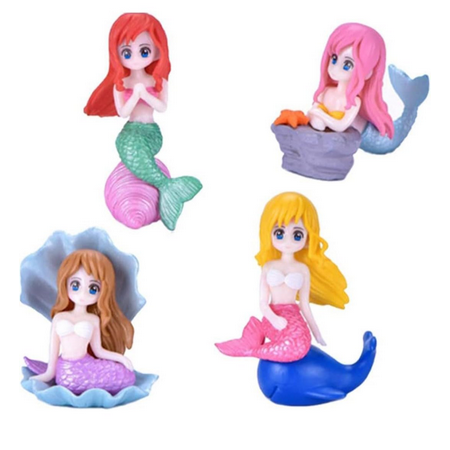 4Pcs Beautyfull Mermaid Miniature Decor (Garden Accessories for Home Decor,Figurines, Cake Decoration Items)