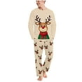 thumbnail image 2 of Uaswgudfs Christmas Dad Pajamas Set, Family Matching Reindeer Print Long Sleeve Round Neck Top with Dual Pocket Pants, Festive Holiday Sleepwear Loungewear for Men, 2 of 9