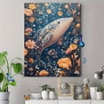thumbnail image 4 of Qisvanset Framed Canvas Wall Art, 12x16 Inch Pink Narwhal Floral Ocean Girl Nursery Art, 4 of 5