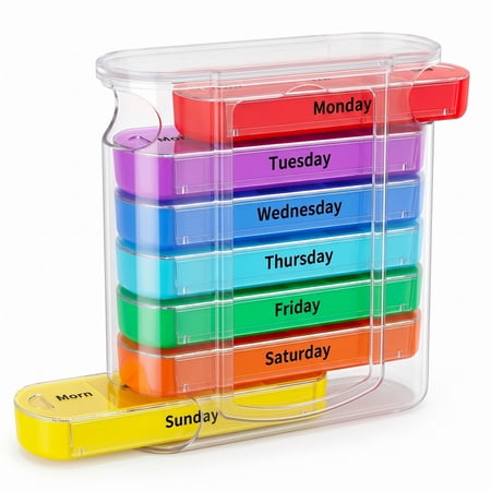 MEDca Weekly Pill Organizer, Four Times-a-Day, Multicolor