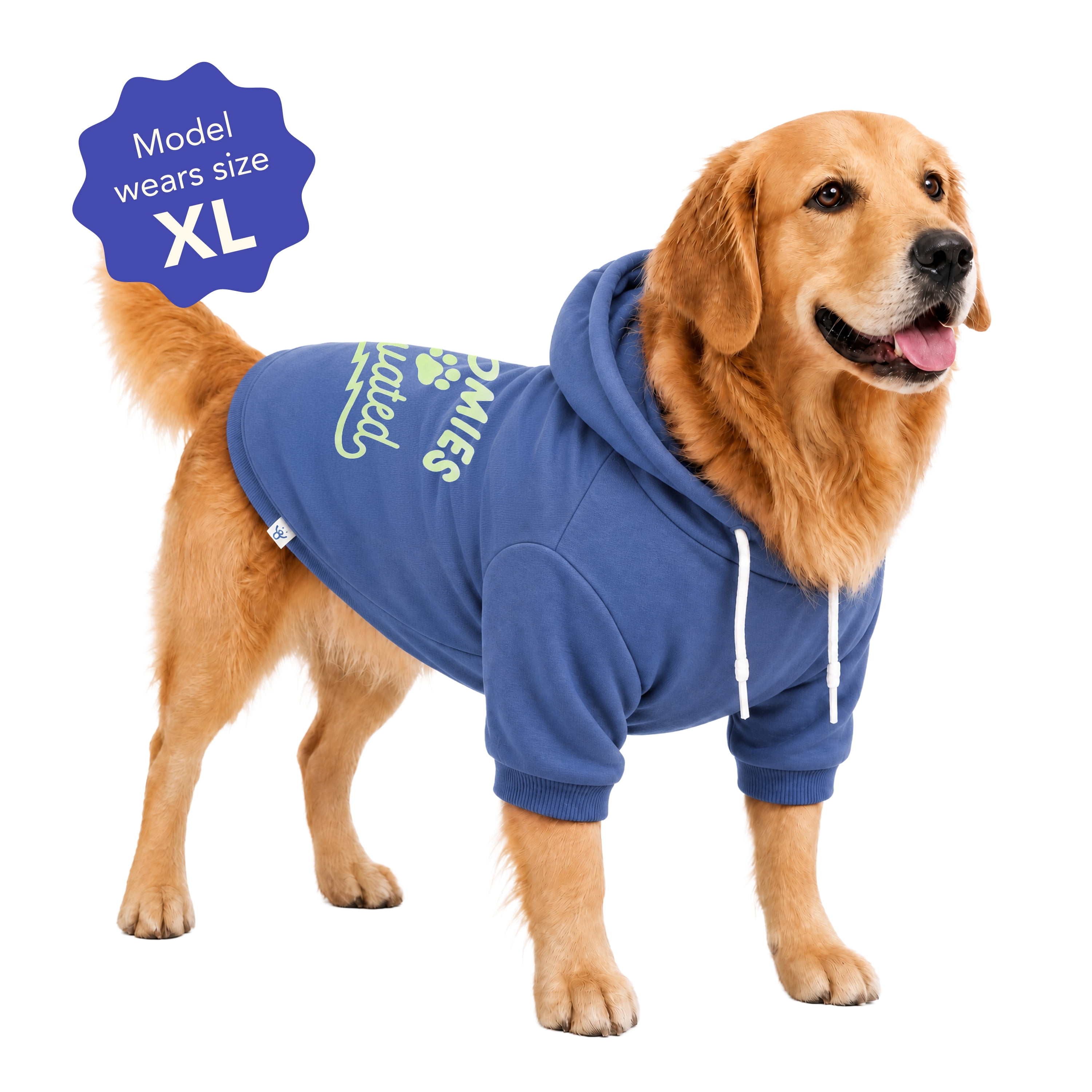 Oodles Zoomie Activated Fall Dog Hoodie, Blue, XL