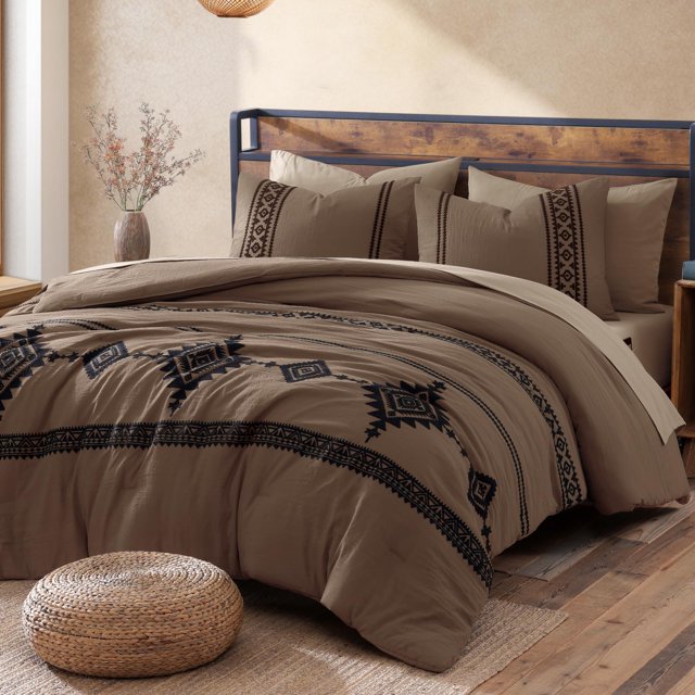 Set de edredón MaiRêve Embroidery Boho Farmhouse Brown King