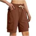 thumbnail image 3 of Womens Drawstring Shorts Summer Elastic Waist Casual Lightweight Fashion Solid Color Pockets Elastic Waist Button Bandage Long Pants, 3 of 8