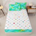 thumbnail image 4 of Manfei Ocean Mermaid Zipper Full Size Comforter Sets with Fitted Sheet and 2 Pillowcases, Ink Scale Blot Zipper Bedding Set, Teal Green, Polkadot Reversible, 4pcs, 4 of 7