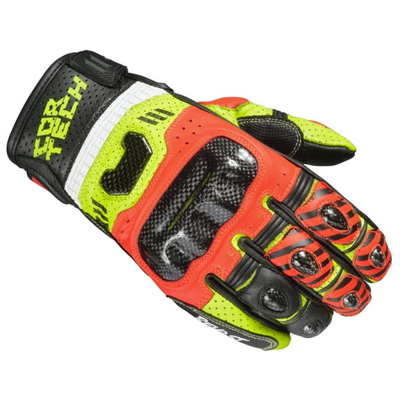 Cortech Revo Sport ST Mens Leather Motorcycle Gloves Red/Hi-Vis XXL