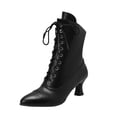 thumbnail image 1 of NECHOLOGY Botas Mujer Zapatos Botines para mujer Botas de tobillo antideslizantes con punta redonda y tacón bajo para mujer, con cordones y cremallera lateral, botas a media (Black, 6.5), 1 of 7